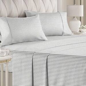 CGK Linens - Luxuriously Soft 4-Piece Striped Sheet Gray